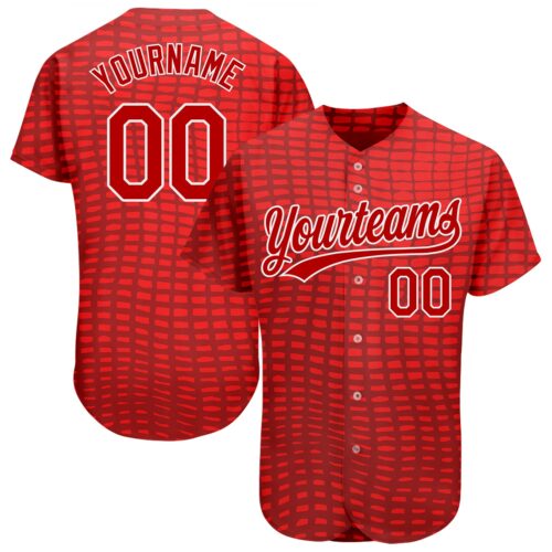3DPattern1214_58e7e55e-0cf7-4a2e-911f-e235f3c0b1cd Custom Red Red-White 3D Pattern Design Authentic Baseball Jersey