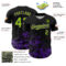 Custom Black Neon Green-Purple Splatter Authentic Baseball Jersey