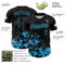 Custom Black Sky Blue Splatter Authentic Baseball Jersey
