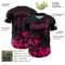 Custom Black Hot Pink Splatter Authentic Baseball Jersey