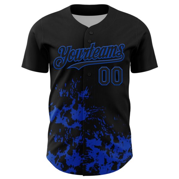 Custom Black Thunder Blue Splatter Authentic Baseball Jersey