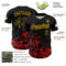 Custom Black Yellow-Red Splatter Authentic Baseball Jersey
