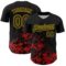 Custom Black Yellow-Red Splatter Authentic Baseball Jersey