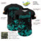 Custom Black Aqua Splatter Authentic Baseball Jersey