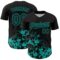 Custom Black Aqua Splatter Authentic Baseball Jersey