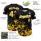 Custom Black Yellow-White Splatter Authentic Baseball Jersey