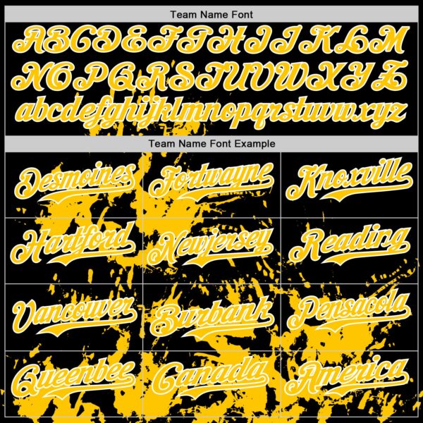 Custom Black Yellow-White Splatter Authentic Baseball Jersey