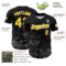Custom Black Yellow White-Gray Splatter Authentic Baseball Jersey