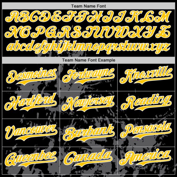 Custom Black Yellow White-Gray Splatter Authentic Baseball Jersey