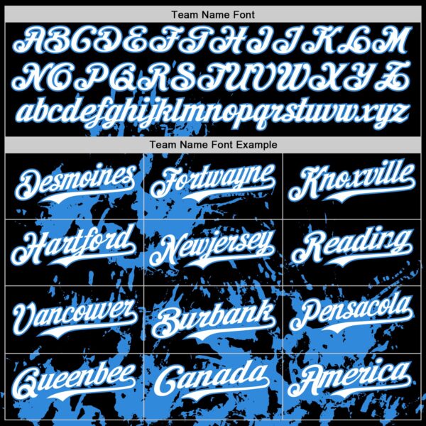 Custom Black White-Powder Blue Splatter Authentic Baseball Jersey