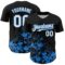 Custom Black White-Powder Blue Splatter Authentic Baseball Jersey
