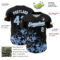 Custom Black Light Blue-White Splatter Authentic Baseball Jersey