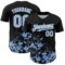 Custom Black Light Blue-White Splatter Authentic Baseball Jersey