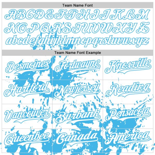 Custom White Sky Blue Splatter Authentic Baseball Jersey