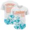 Custom White Orange-Lakes Blue Splatter Authentic Baseball Jersey