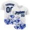 Custom White Black-Thunder Blue Splatter Authentic Baseball Jersey