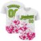 Custom White Neon Green Black-Pink Splatter Authentic Baseball Jersey