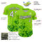 Custom Neon Green White Black-Green Splatter Authentic Baseball Jersey