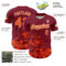 Custom Crimson Orange-White Splatter Authentic Baseball Jersey