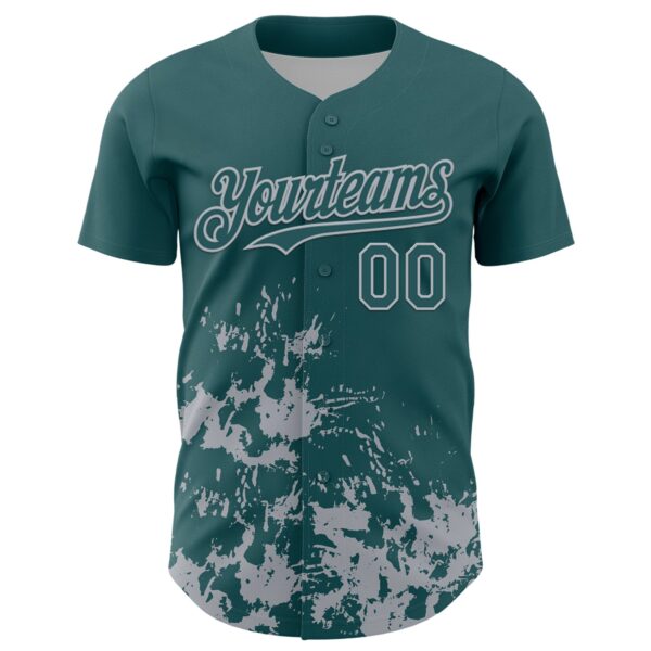 Custom Midnight Green Gray Splatter Authentic Baseball Jersey