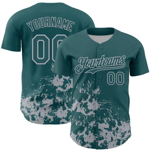 3DPattern13128 Custom Midnight Green Gray Splatter Authentic Baseball Jersey