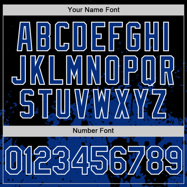 Custom Black Royal-White Abstract Splatter Grunge Authentic Baseball Jersey