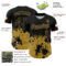 Custom Black Old Gold Abstract Splatter Grunge Authentic Baseball Jersey