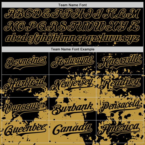 Custom Black Old Gold Abstract Splatter Grunge Authentic Baseball Jersey