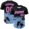 Custom Black Pink-Light Blue Abstract Splatter Grunge Authentic Baseball Jersey
