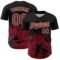 Custom Black Crimson-Cream Abstract Splatter Grunge Authentic Baseball Jersey