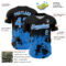 Custom Black Powder Blue-White Abstract Splatter Grunge Authentic Baseball Jersey