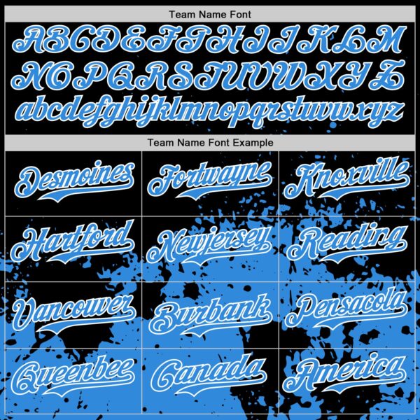 Custom Black Powder Blue-White Abstract Splatter Grunge Authentic Baseball Jersey