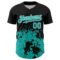 Custom Black Aqua-White Abstract Splatter Grunge Authentic Baseball Jersey