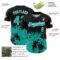 Custom Black Aqua-White Abstract Splatter Grunge Authentic Baseball Jersey