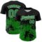 Custom Black Grass Green-White Abstract Splatter Grunge Authentic Baseball Jersey