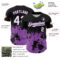 Custom Black White-Medium Purple Abstract Splatter Grunge Authentic Baseball Jersey