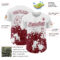 Custom White Crimson Abstract Splatter Grunge Authentic Baseball Jersey