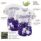Custom White Purple Abstract Splatter Grunge Authentic Baseball Jersey