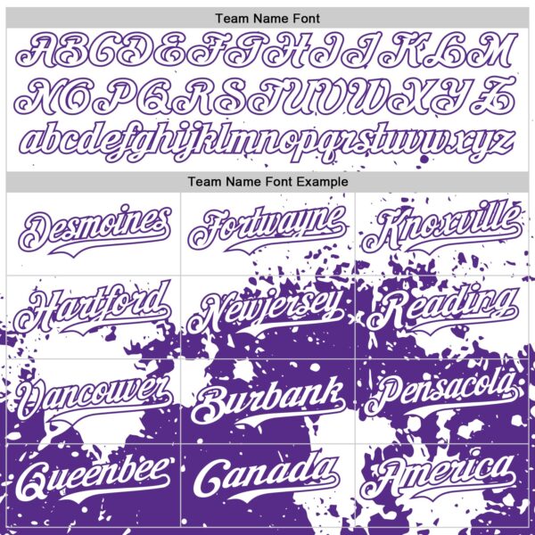Custom White Purple Abstract Splatter Grunge Authentic Baseball Jersey