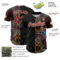 Custom Black Crimson-Cream Bowling Doodle Split Authentic Baseball Jersey