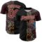 Custom Black Crimson-Cream Bowling Doodle Split Authentic Baseball Jersey
