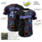 Custom Black Light Blue-Purple Bowling Doodle Split Authentic Baseball Jersey