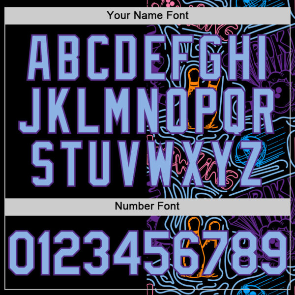 Custom Black Light Blue-Purple Bowling Doodle Split Authentic Baseball Jersey