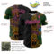 Custom Black Pink Grass Green-Gold Bowling Doodle Split Authentic Baseball Jersey