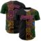 Custom Black Pink Grass Green-Gold Bowling Doodle Split Authentic Baseball Jersey