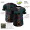 Custom Black Teal-Gray Bowling Doodle Split Authentic Baseball Jersey