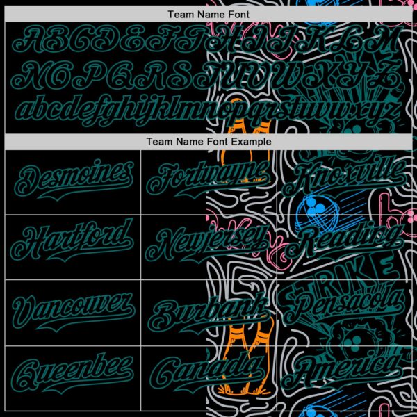 Custom Black Teal-Gray Bowling Doodle Split Authentic Baseball Jersey