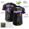 Custom Black Medium Purple White-Ice Blue Bowling Doodle Split Authentic Baseball Jersey