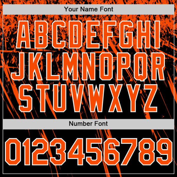 Custom Black Orange-White Distressed Scratch Brush Stroke Authentic Baseball Jersey