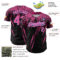 Custom Black Pink-Light Blue Distressed Scratch Brush Stroke Authentic Baseball Jersey